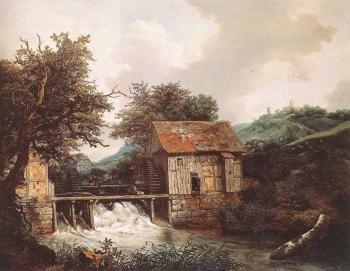 Jacob Van Ruisdael : Two Watermills And An Open Sluice Near Singraven
